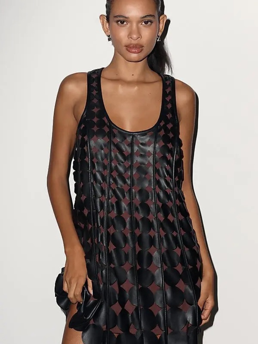 Anthropologie Maeve Faux Leather Sleeveless Swing Dress Size XS